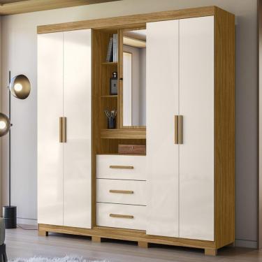 Imagem de Guarda Roupa Casal 195cm Com Espelho Cieza Freijó/off Z17 - Mpozenato