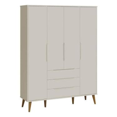 Imagem de Guarda Roupa Infantil Retrô Elfe Areia Acetinado Amadeirado - Reller -