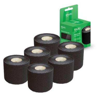 Imagem de Kit 6 Fitas Kinésio Muscle Fix 5x500cm Preto Multi Saúde - HC040K, Pre