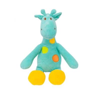 Imagem de Girafa Verde Pintas Coloridas 37cm Pelúcia - Fofy Toys