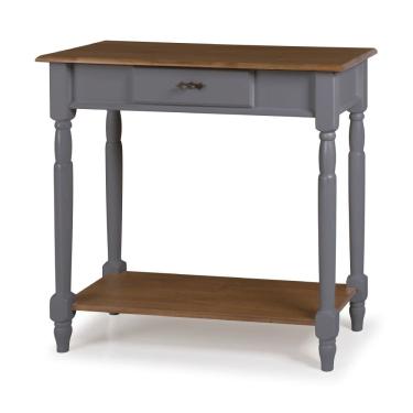 Imagem de Aparador para Sala em Madeira Maciça 1 Gaveta e Prateleira 634P Linz Móveis - Cinza/Imbuia 