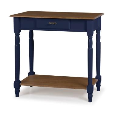 Imagem de Aparador para Sala em Madeira Maciça 1 Gaveta e Prateleira 634P Linz Móveis - Azul Petróleo/Imbuia 