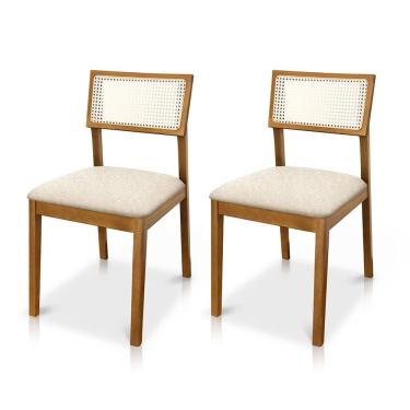 Imagem de Kit 02 Cadeiras de Jantar e Living Millie com Tela Natural Estofada Bouclê - Desk Design