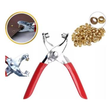 Imagem de Alicate Fixador Manual Para Ilhós Couro Bolsa Com 100 Ilhoses - EDA