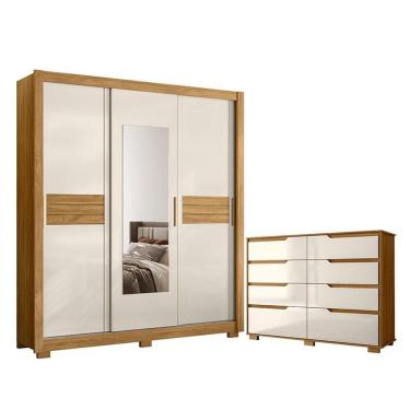 Imagem de Guarda Roupa Casal Canadá e Cômoda Georgia Freijó Off White – Moval