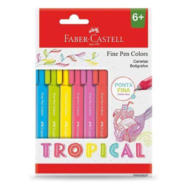 Imagem de Caneta Fine Pen Colors Tropical FPBES6ZF 6 Cores - Faber Castell