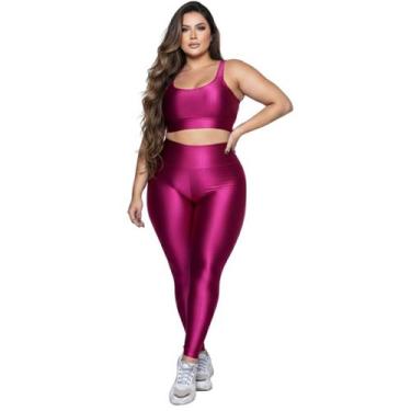 Imagem de Conjunto Fitness Plus Size Top e Calça New Zig 3D Vekyo Alta Compressã
