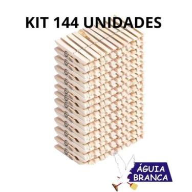 Imagem de Prendedores de Roupas de Madeira Reforçados Kit com 144 Antideslizante