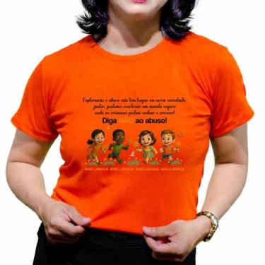Imagem de Camisetas maio laranja babylook feminina campanha proteção as crianças