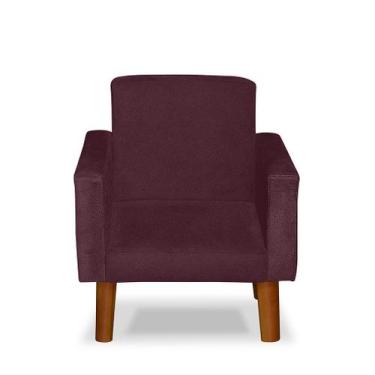 Imagem de Mini Poltrona Cadeira Infantil Nina de Criança Suede Bordo Pés Palito 