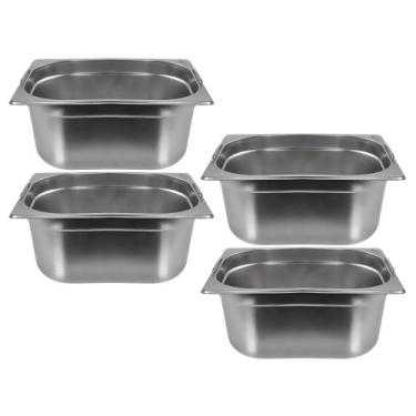 Imagem de Kit Quatro Cubas Gastronomica Padrão Gn 1/2 150mm Inox com Alça Com ta