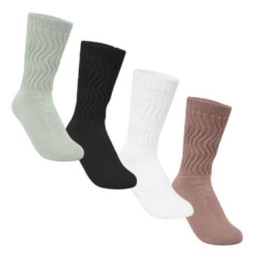 Imagem de Meia Kit 4 Pares Selene Feminina Algodão Aeróbica Longa 4900 Cor:Multi
