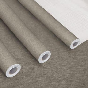 Imagem de Kit 3 Papel de Parede Adesivo Lavavel Texturizado Tecido Palha Cinza 1
