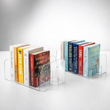 Imagem de Porta Organizador de Acrílico 24,5X20X10CM | Livros, Cadernos, Bolsas, Multiuso | 4 Div...