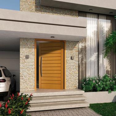 Imagem de Porta Pivotante de Madeira Maciça Angelim Pedra 127x217cm com Aduela 16cm Natural