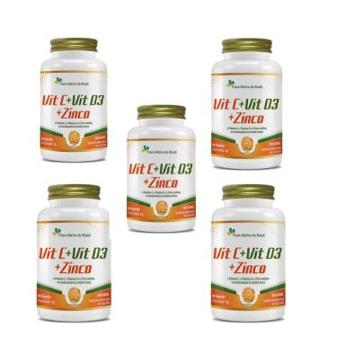 Imagem de Kit 5 Vitamina C + Vitamina D3 + Zinco 5x60 cps Flora Nativa-Unissex