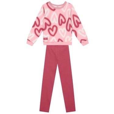 Imagem de Conjunto infantil menina de corações em moletom Brandili-Feminino