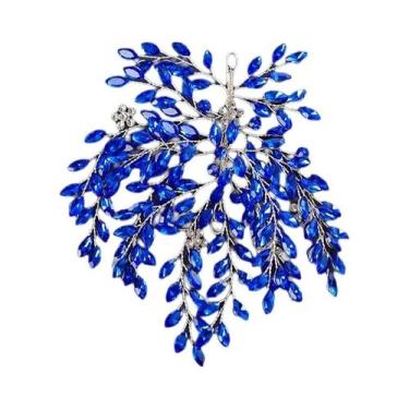 Imagem de Tiara De Cristal Com Pérolas E Strass Azul Para Mulheres, Acessório De