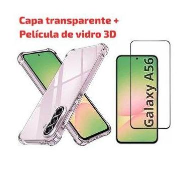 Imagem de Capa transparente e película de vidro 3D para Samsung Galaxy A56 5G - 