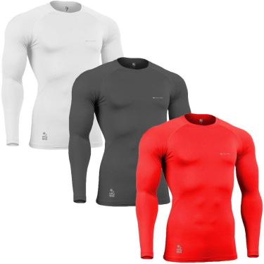 Imagem de Kit C/ 3 Camisas de Compressão Térmica - Proteção Solar FPU50+ Manga Longa Poliamida