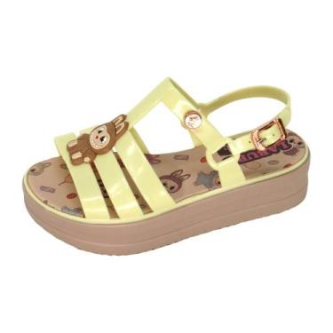 Imagem de Sandália Infantil Feminina Plataforma LABUBU ref 70001, Amarelo, 27.28