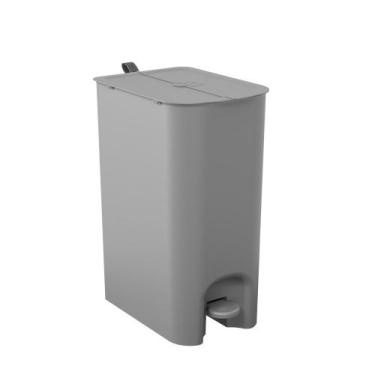 Imagem de Lixeira com Pedal Borboleta Dupla 20L (10+10) Cinza com Alça Chumbo Co