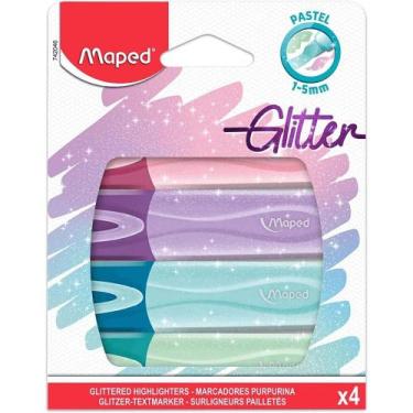 Imagem de Marca Texto Tons Pastel Glitter 4 Cores Maped