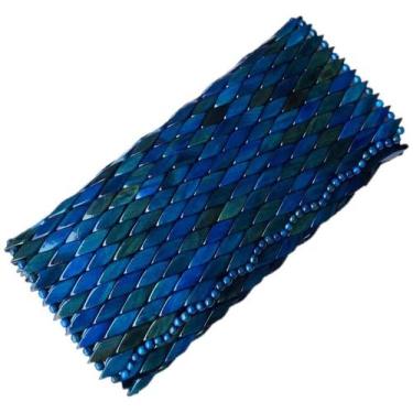 Imagem de Bolsa Artesanal Madeira, de Mão, Azul Carteira sem Alça - Ideias by Sa