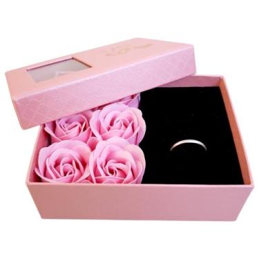 Imagem de Porta Joias Te Amo Dia dos Namorados Com Rosas Artificiais Cor:Rosa - 