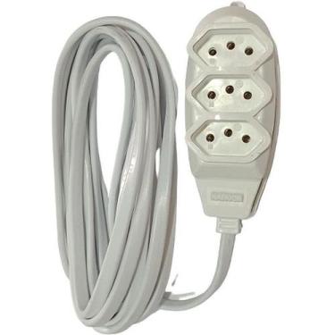 Imagem de Extensão Elétrica Tripolar 2m Com 3 Tomadas Branca - BRIGHT