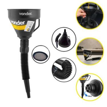 Imagem de Funil Plástico 140mm Vonder com Bico Flexível e Peneira para Combustív