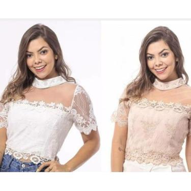 Imagem de Cropped de luxo em renda - CLOSET CMMODAS , Bege, G