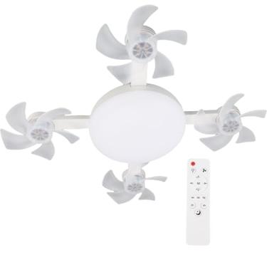 Imagem de LIANGLIDE Luz de ventilador de teto, luz de ventilador suspensa moderna com controle remoto, ventilador de 3 velocidades e lâmpada de 3 cores para quarto, sala de estar, cozinha, garagem, design de