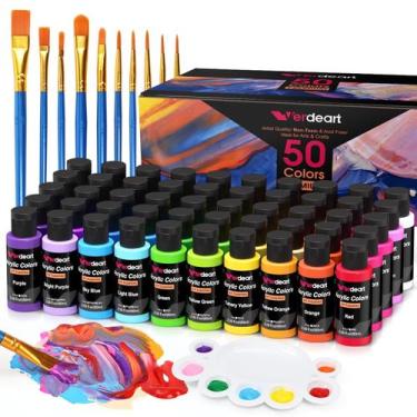Imagem de Conjunto de Tintas Acrílicas Verdeart 50 Cores Frascos de 59 ml