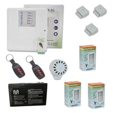 Imagem de Kit Alarme Central Wi-Fi D200 6 Sensores sem Fio com Bateria Bivolt Hombrus