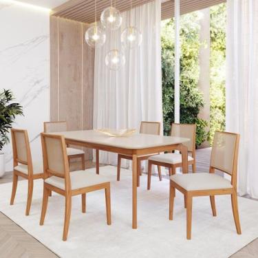 Imagem de Conjunto Sala de Jantar com Mesa Ficus 180 com Vidro e 6 Cadeiras Buri