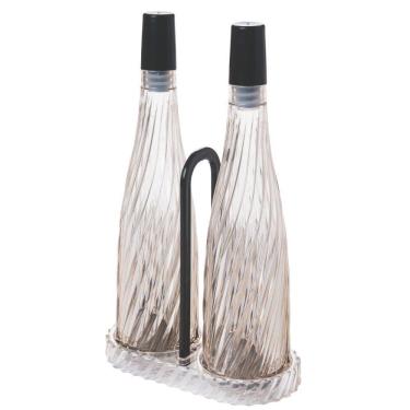 Imagem de Conjunto galheteiro porta azeite e vinagre 270ml com suporte Twist Plasutil ref.17288