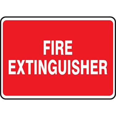 Imagem de Accuform Placa MFXG470VS, Legend"Extintor de fogo", 18 cm de comprimento x 25 cm de largura x 0 cm de espessura, vinil adesivo, 18 cm x 25 cm, branco sobre vermelho