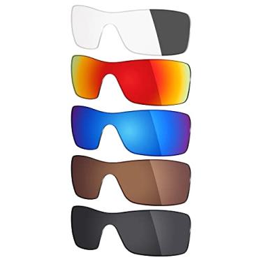 Imagem de 5 pares de lentes polarizadas de substituição Mryok para óculos de sol Oakley Batwolf – Stealth preto/bronze marrom/azul gelo/vermelho fogo/cinza fotocromático