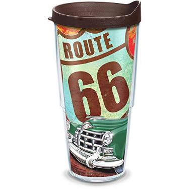 Imagem de Tervis Copo térmico Route 66 feito nos EUA com parede dupla, 680 g, transparente