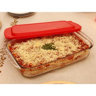 Imagem de Assadeira Retangular 5,0L Lasanheira Com Tampa Plástica Marinex (3910)