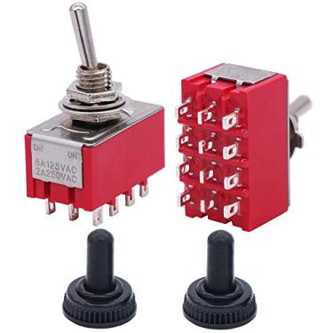 Imagem de Twidec 2 Peças Mini Interruptor De Alternância 4Pdt 2 Posições Ligado Em Miniatura De Alternância Ac 6A 125V 2A 250V Interruptores De Barco Com Tampa Impermeável Mts-402-Mz 12 Pinos Ligado-Ligado