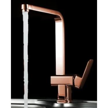 Imagem de Torneira Monocomando Quadrada Perfil Slim Luxo Rose Gold