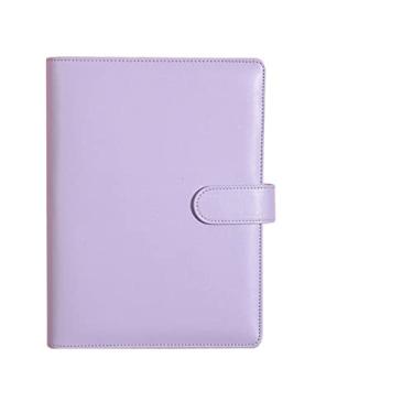 Imagem de Capa de caderno de couro PU A6 capa para agenda faça você mesmo 6 pastas para caderno capa de caderno, roxo190x130mm