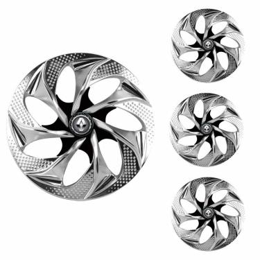 Imagem de Jogo Calota Aro 14 Evolution Chrome Black Elitte Cromado Preto + Emblema Resinado Renault (Sandero Logan Clio Scenic Megane)