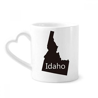 Imagem de Idaho Caneca com mapa dos Estados Unidos da América Caneca de café cerâmica copo de coração de vidro