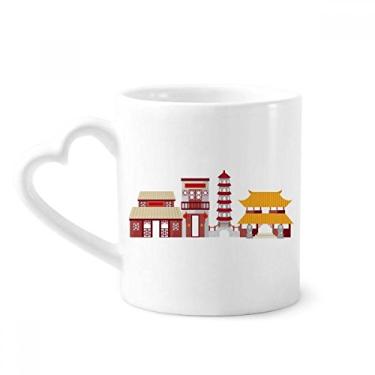 Imagem de China Architecture Gate Caneca padrão chinês café cerâmica copo de coração de vidro