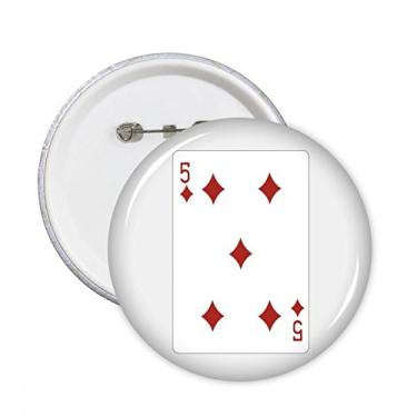 Imagem de Diamante 5 cartas de baralho padrão pinos redondos crachá botão decoração acessório 5 peças