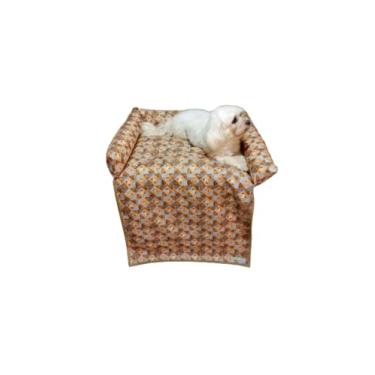 Imagem de Colchonete pet luxo para sofá, com zipper, cor marrom geométrico Tamanho:M (80 x 60 cm)