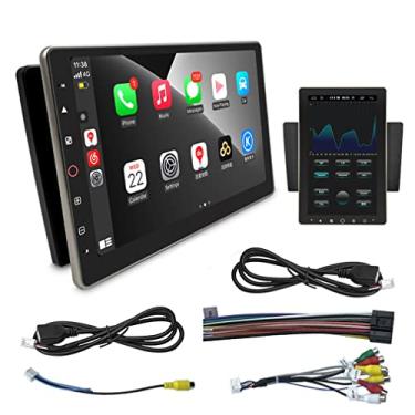 Imagem de XRC TECH Tela sensível ao toque de 10,1 polegadas com som giratório de carro único Din com Carplay sem fio Android Auto Android 9.0 rádio veicular com navegação GPS WiFi/Bluetooth/USB/Hi-Fi/FM/EQ Sounds